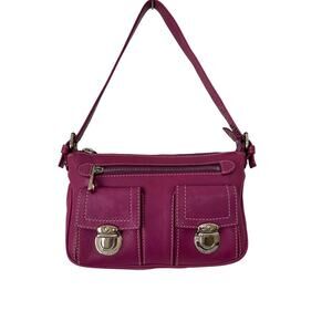 Marc Jacobs Sofia Leather Shoulder Handbag Violet Purple Made in Italy